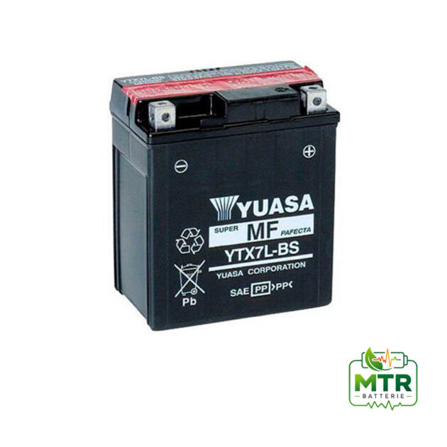 BATTERIA YUASA YTX7L-BS (SIGILLATA CON ACIDO A CORREDO) 12V/6AH