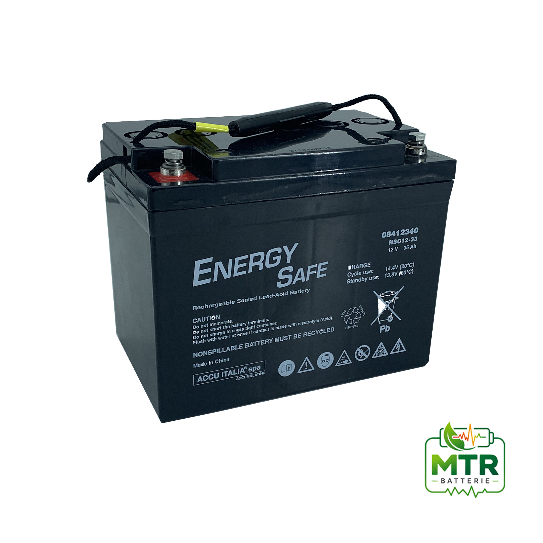 Batteria AGM 12V 35 Ah Ciclica dim 193x130x154 h