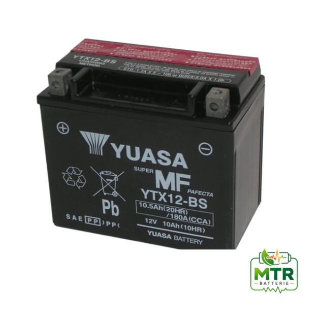 BATTERIA YUASA YTX12-BS (SIGILLATA CON ACIDO A CORREDO) 12V/10AH