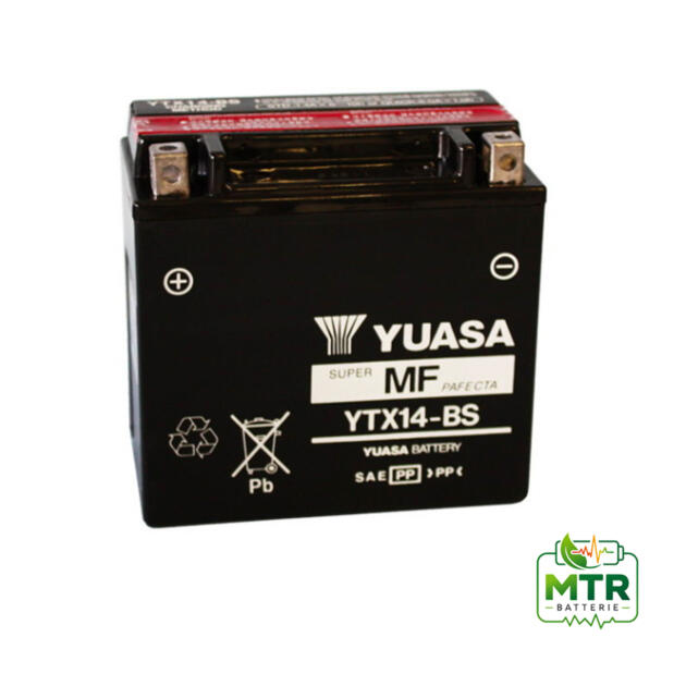 BATTERIA YUASA YTX14-BS (SIGILLATA CON ACIDO A CORREDO) 12V/12AH