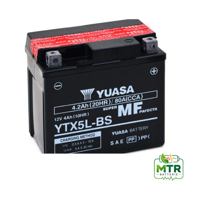 BATTERIA YUASA YTX5L-BS (SIGILLATA CON ACIDO A CORREDO) 12V/4AH