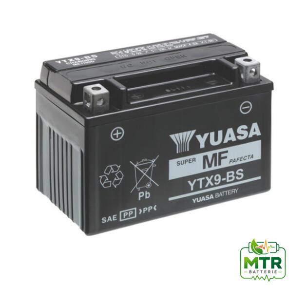 BATTERIA MOTO YUASA YTX9-BS (SIGILLATA CON ACIDO A CORREDO) 12V/8AH